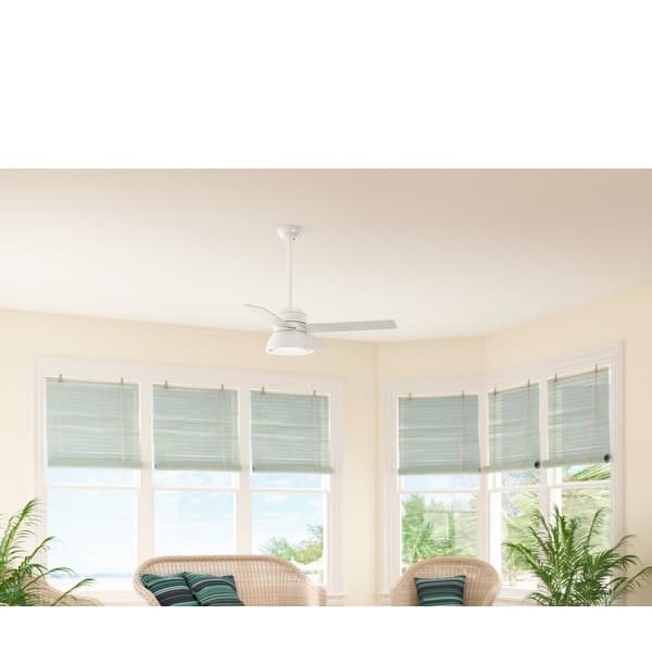 slide 2 of 16, Hunter 52" Loki Ceiling Fan with LED Light Kit and Pull Chain - Transitional, Modern-Contemporary Fresh White