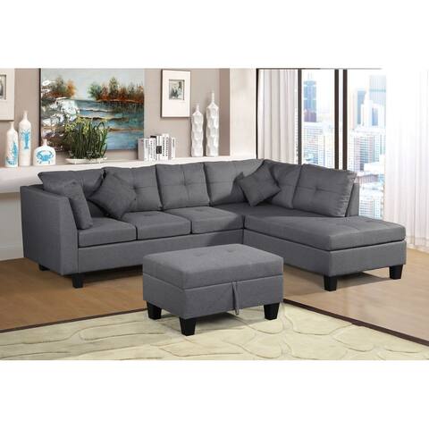Sectional Sofa Set with Left/ Right Hand Chaise Lounge and Storage Ottoman