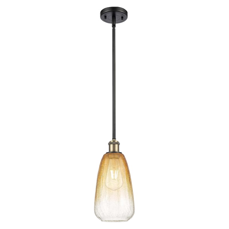 Innovations Lighting Endless Possibilities Ballston - Brookhaven Almond - 1 Light 6" Stem Hung Mini Pendant - Black Antique Brass/Amber
