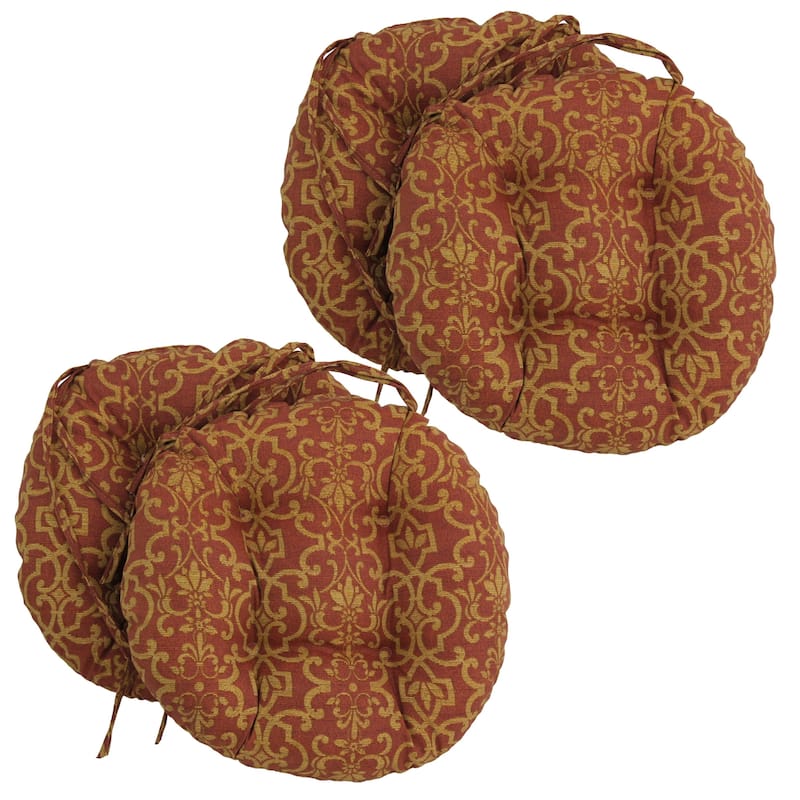 16-inch Round Tufted Indoor/Outdoor Chair Cushions (Set of 4) - 16" - Vanya Paprika