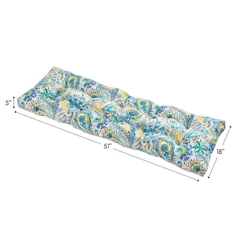 51x18-inch Painted Paisley Outdoor Bench Cushion (Cushion Only)