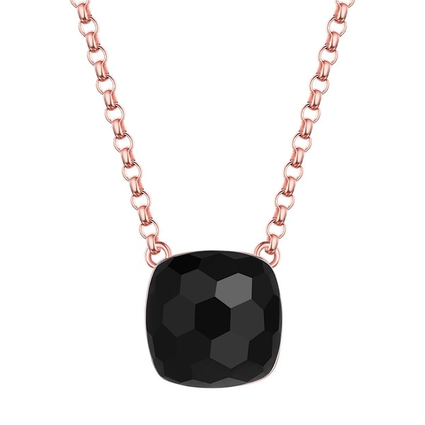 Vedantti Magic Honeycomb Cut Black Onyx Gemstone Protector Solitaire Necklace