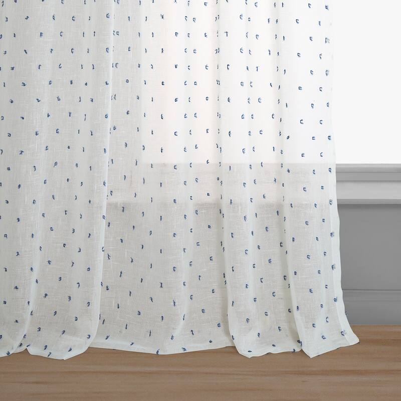 Exclusive Fabrics Altair Blue Patterned Linen Sheer Curtain (1 Panel)