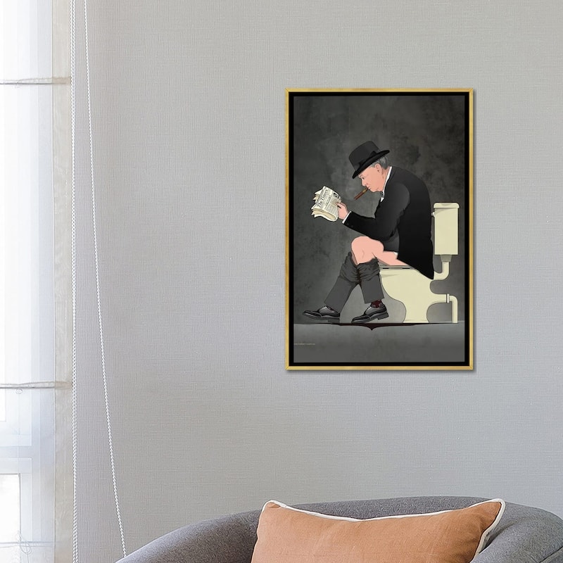iCanvas "Winston Churchill On The Toilet" by WyattDesign Framed Canvas Print