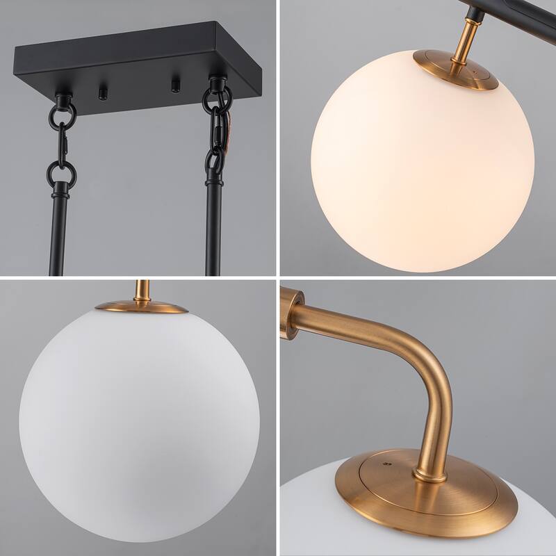 3 - Lights Modern Linear Globe Chandelier Kitchen Island Pendant Light - W33.9"
