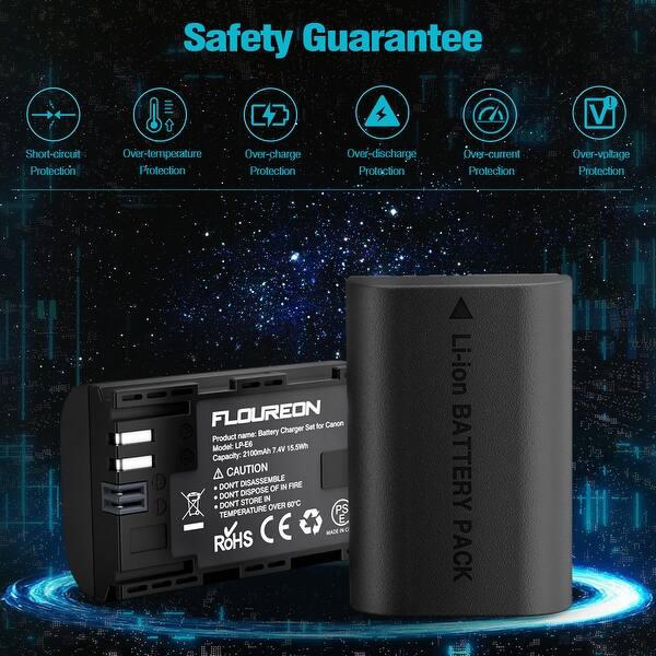 Shop Floureon Lp E6 Camera Battery Charger Set For Canon 5d Mark Ii Iii Iv 5ds 6d 70d 80d Overstock 28825061