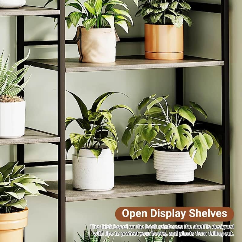 5 Tier Bookshelf, Standing Bookcase with 14 Open Display Shelves - N/A