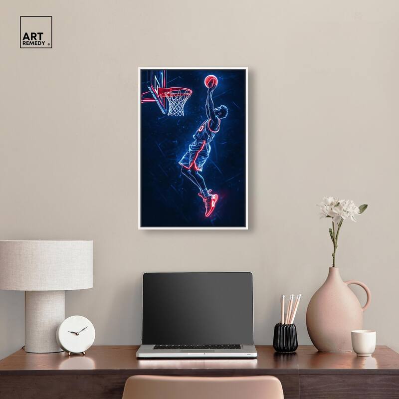 Shoot Some Hoops Neon Canvas by Art Remedy