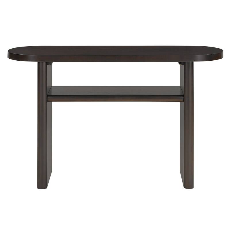 47.8" Modern Oval Wooden Console Table with Rounded Edges and Sturdy Shelf Design