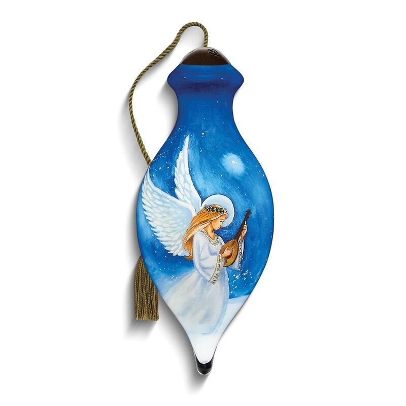 Curata Angelic Melody By Hazel Lincoln Hand-Painted Glass Ornament