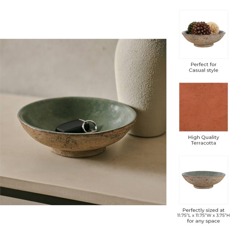 Pottery Modern Handcrafted Decorative Bowl for Home Decor - 4" Brown - 11.75"