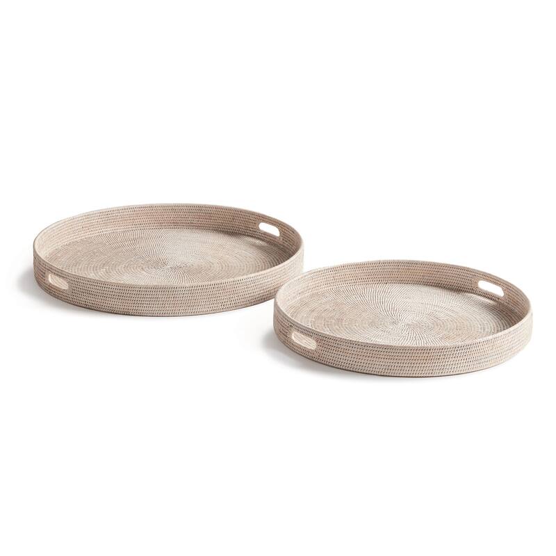 Burma Rattan Round Ottoman Trays