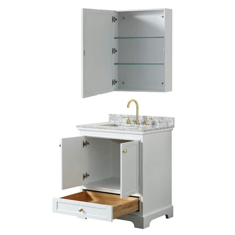 Deborah 30-inch Single Vanity, Square Sink, Medicine Cabinet