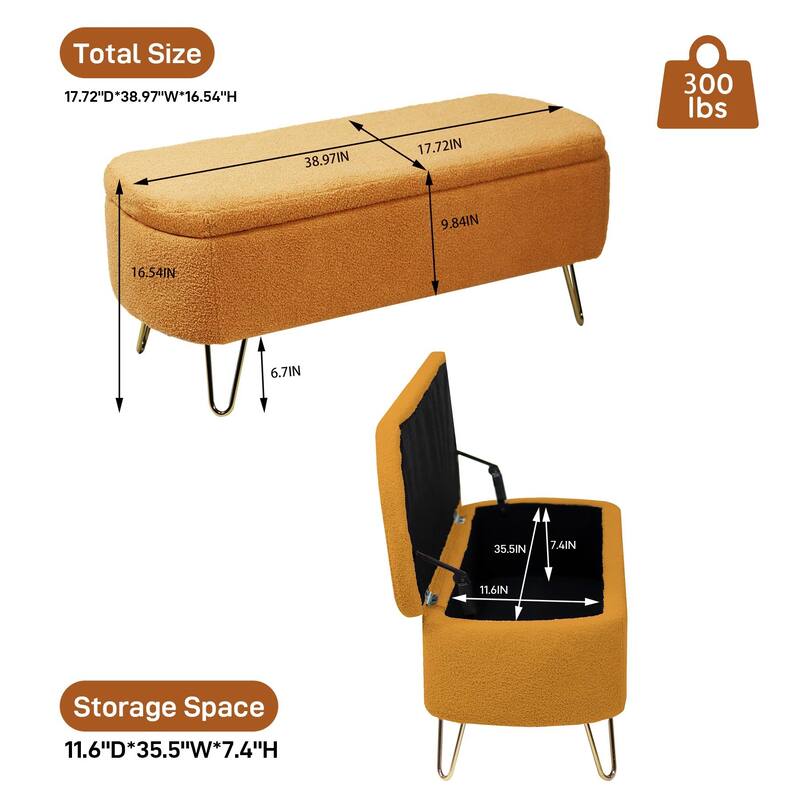 Ouyessir Modern Sherpa Storage Bench, Ottoman with Storage