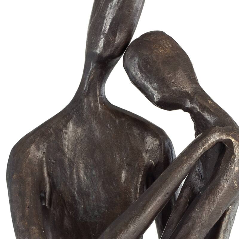 Large Cast Iron Couple Figurine - 7.5" - Brown