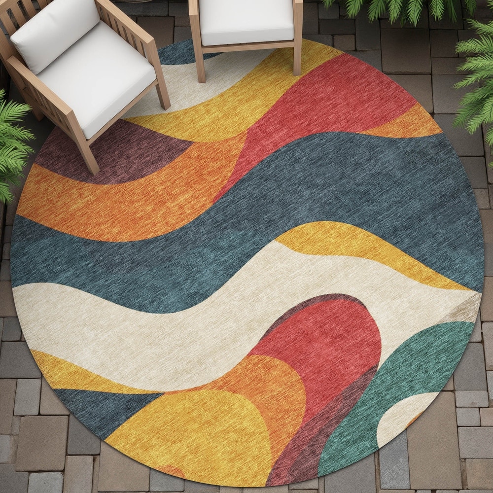 Machine Washable Indoor/Outdoor Casual Contemporary Chantille Rug