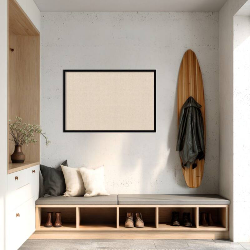 Amanti Art Framed Fabric Pinboard Natural Linen Printed Bulletin Board