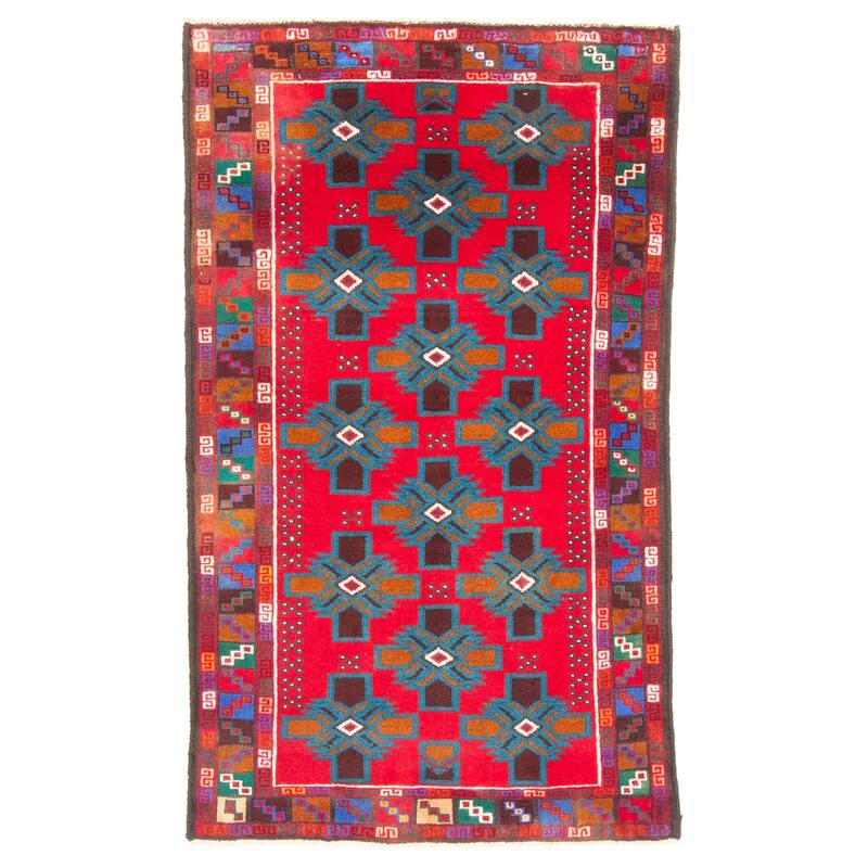 ECARPETGALLERY Hand-knotted Teimani Red Wool Rug - 2'9 x 4'7