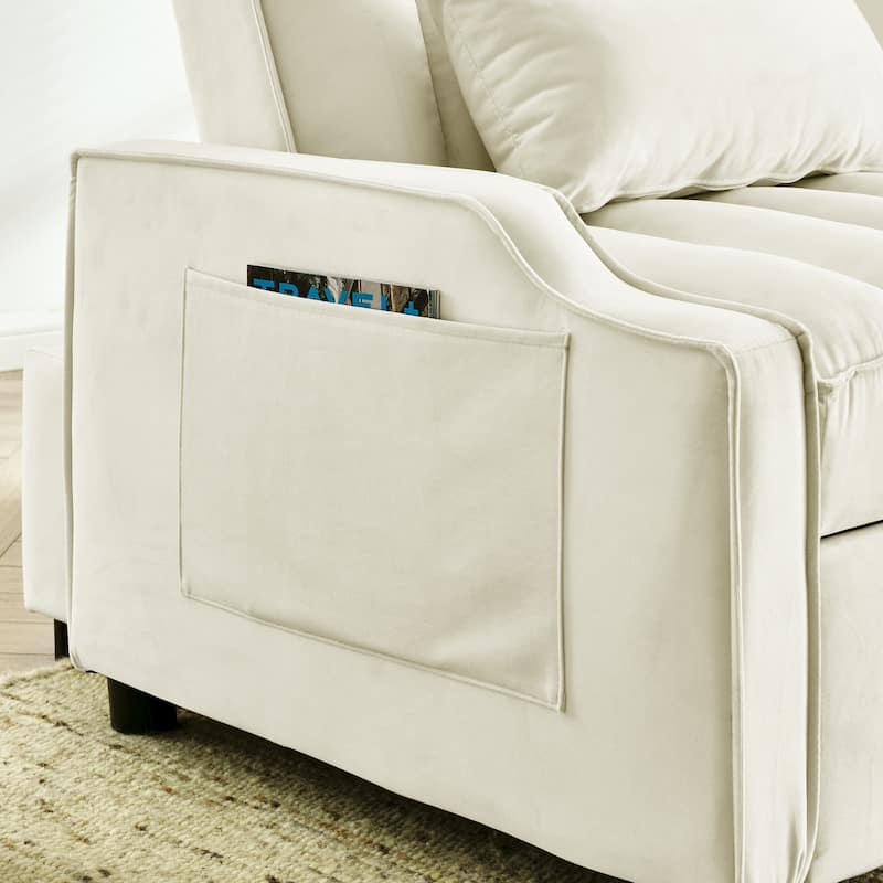 Modern Velvet Armchair Sofa Couch Pull Out Bed,3 In One Convertible For Living Room Sofa Bed