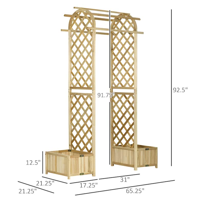 Outsunny 79in Wooden Garden Arbor Arch Trellis With Classic