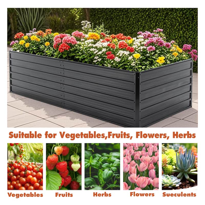 GDFStudio - Olivia Outdoor Galvanized Steel Raised Garden Bed Planter Box