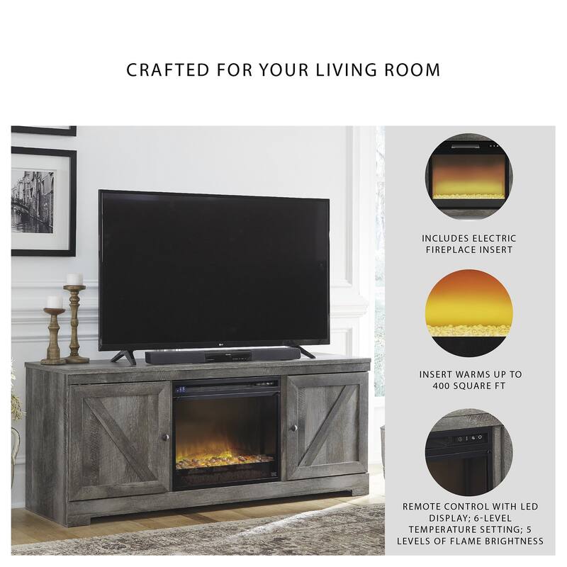 Signature Design by Ashley Wynnlow Weathered 63-inch TV Stand with Electric Fireplace