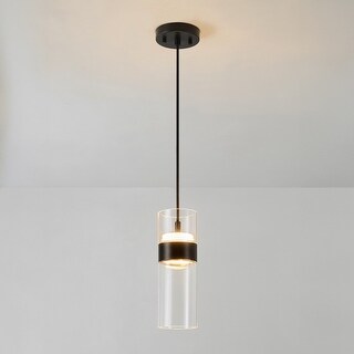9W LED Integrated Matte Black Up/Down Pendant Lighting with Clear Glass ...