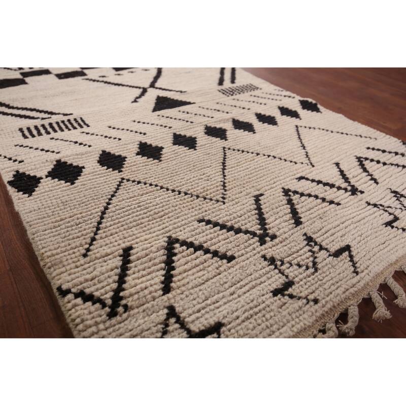 Striped Moroccan Oriental Accent Rug Hand-Knotted Wool Carpet - 3'0"x 5'3"