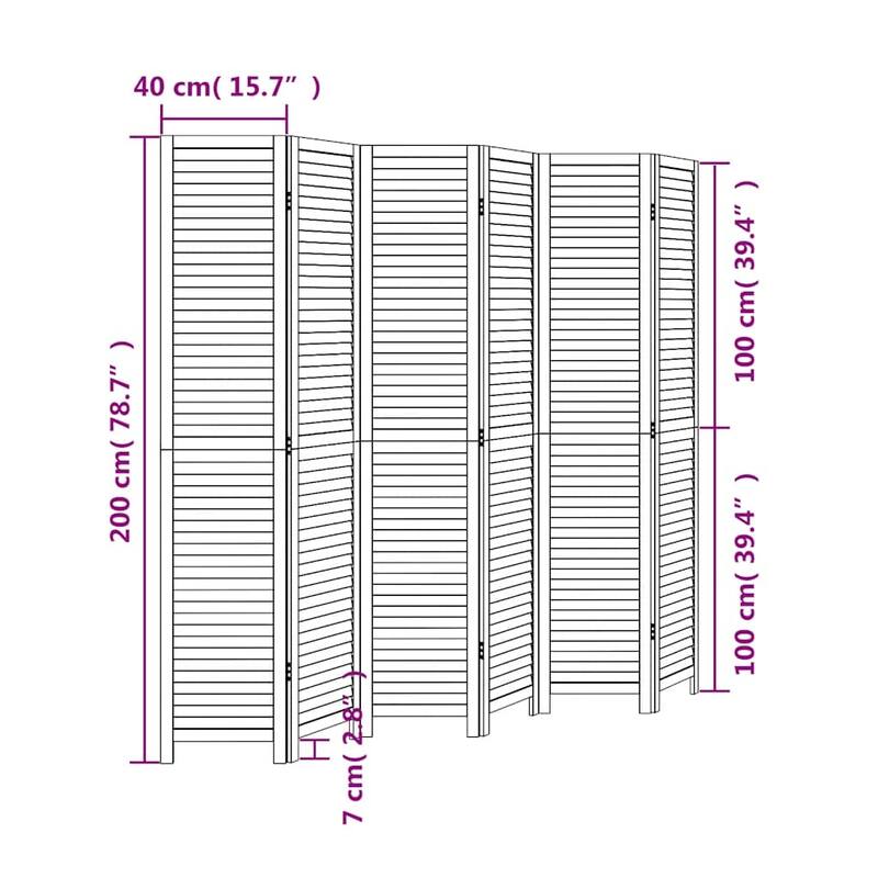 vidaXL Room Divider Privacy Screen Living Room White Solid Wood Paulownia