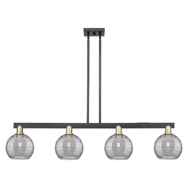 Innovations Lighting Endless Possibilities Arcadia - Athens Deco Swirl - 4 Light 51" Stem Hung Island Light - Black Antique Brass