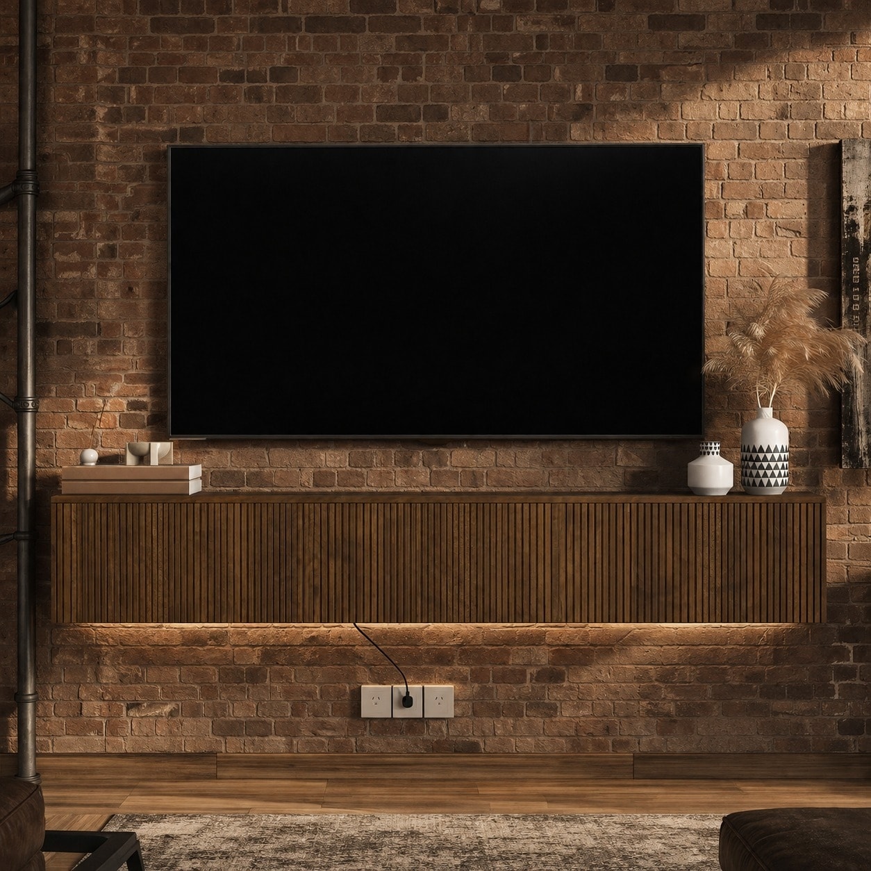 69 Inch Floating TV Stand Wall Mounted, Modern TV Cabinet with 16 Color LED Lights and Storage Shelves