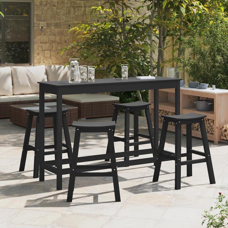 vidaXL 3/4 Piece Garden Bar Set Black HDPE - Black Compact