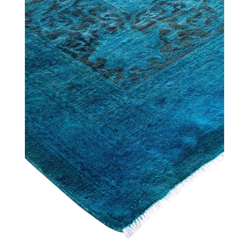 Overdyed, One-of-a-Kind Hand-Knotted Area Rug - Blue - 10' 3" x 14' 0"