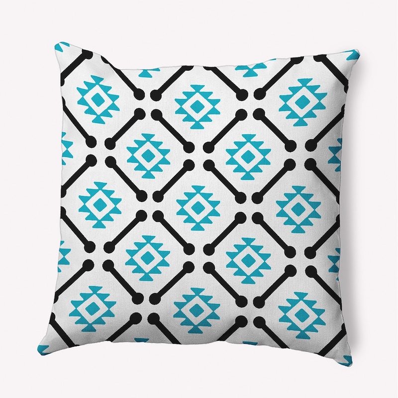 Modern Tribal Pattern Decorative Throw Pillow - 20" x 20" - Carribbean Turquoise