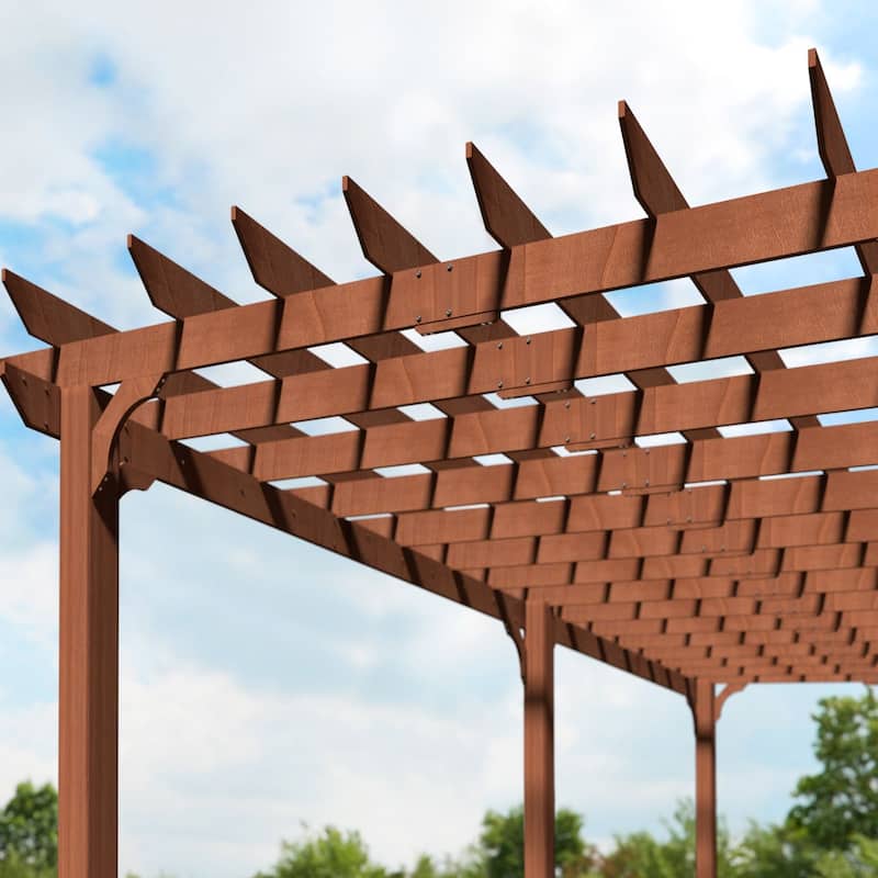 VEIKOUS Outdoor Cedar Wood Pergola Gazebo Kit with Flat Roof Trellis for Patio, Deck, Garden and Backyard