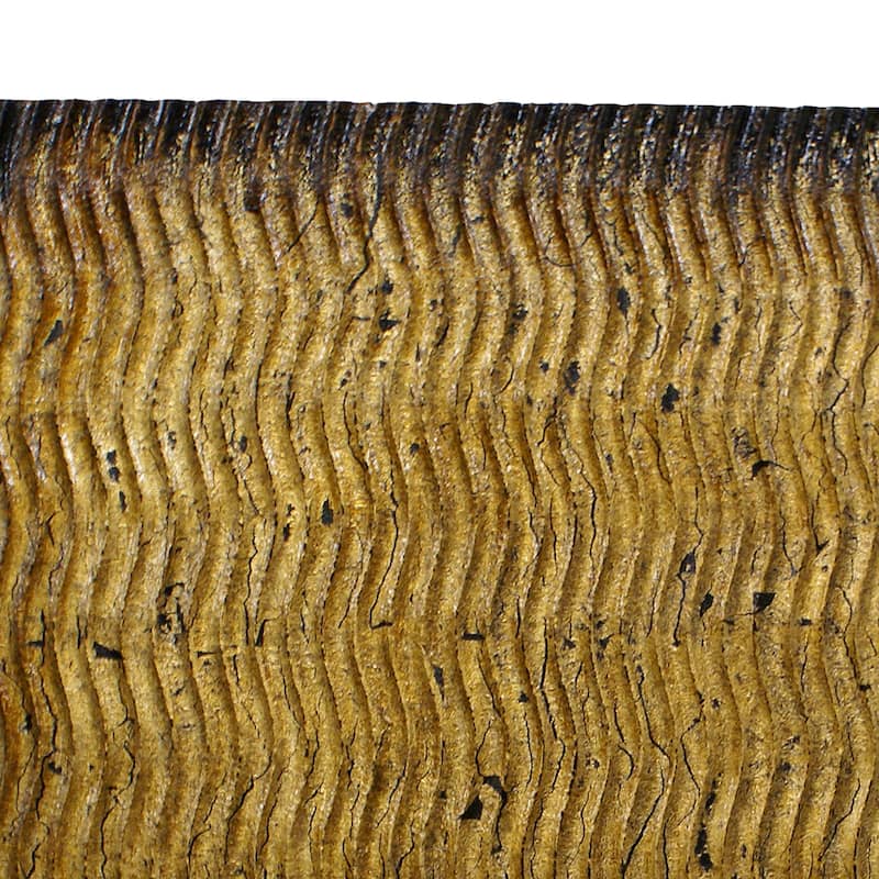 Modern Style Wood Wall Decor with Patterned Carving, Large, Gold & Brown - 6 x 12