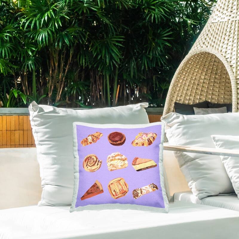 Stupell Delicious Pastries on Purple Printed Outdoor Throw Pillow Design by Melissa Wang