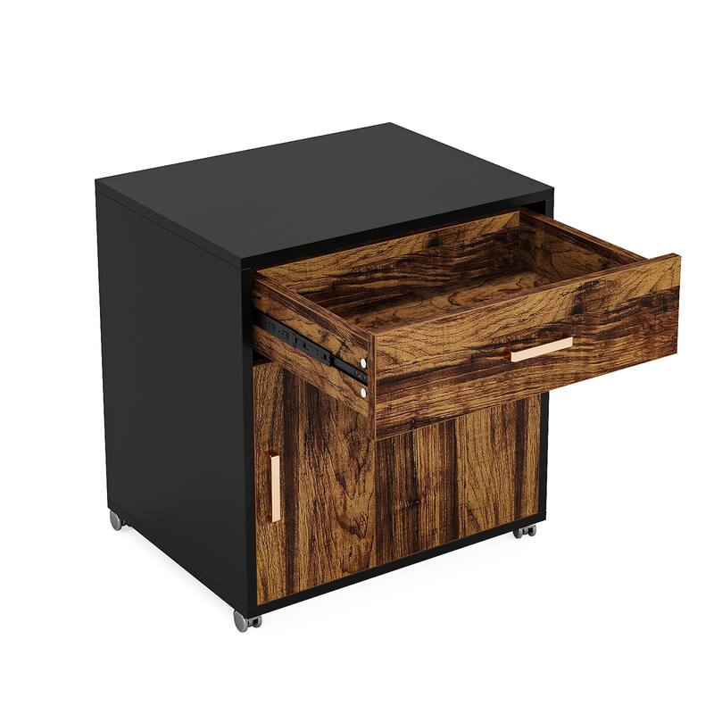 Executive Desk and File Storage Cabinet Set, L-Shaped Computer Desk for Home Office