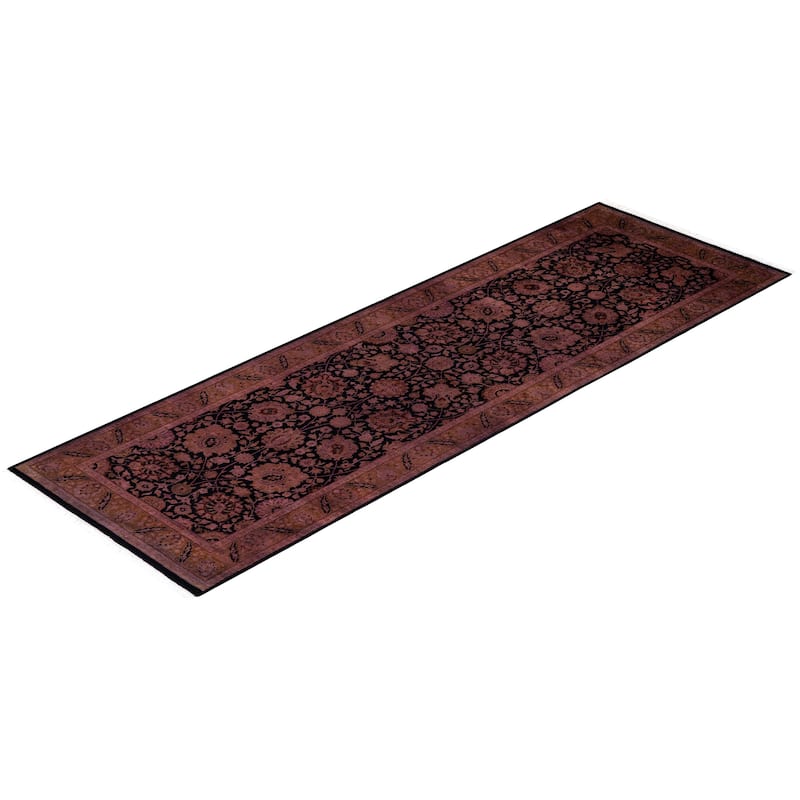 Overton Hand Knotted Wool Vintage Inspired Modern Contemporary Overdyed Pink Runner Rug - 3' 0" x 9' 1"
