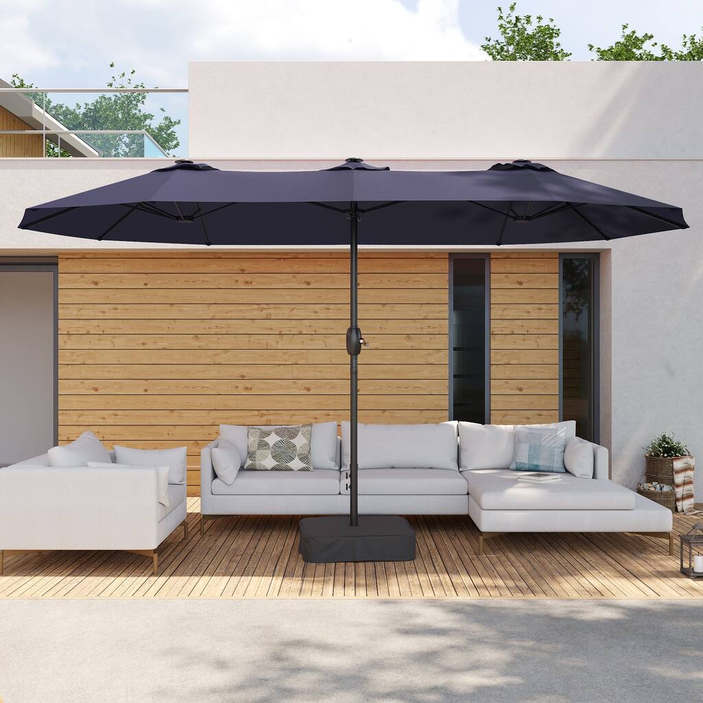 BONOSUKI 15x9ft Double-Sided Patio Umbrella Aluminum with Large Canopy
