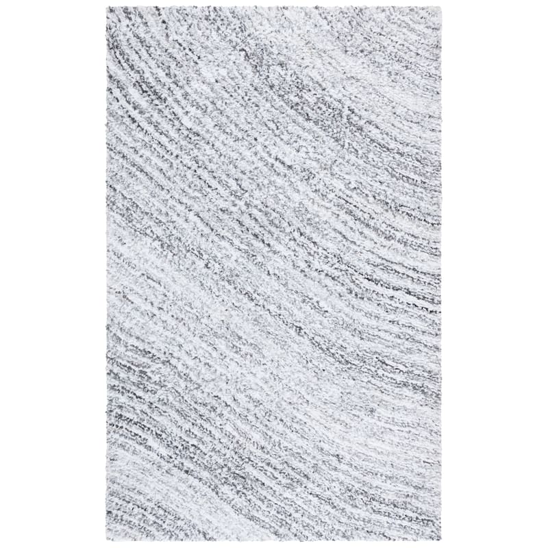 SAFAVIEH Handmade Glory Shag Stergiani Rug - 4' x 6' - Ivory/Grey