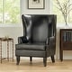 preview thumbnail 10 of 14, Canterburry High Back Bonded Leather Wing Chair by Christopher Knight Home Black