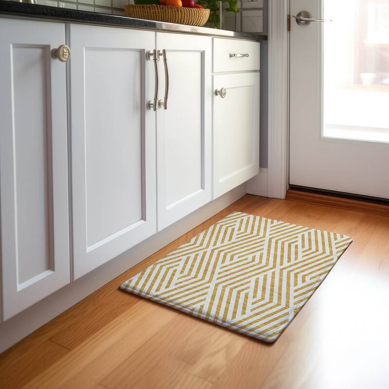 Premium Washable Super Soft Contemporary Geo Mayfield Rug - Gold - 1' 8" x 2' 6" - Rectangle