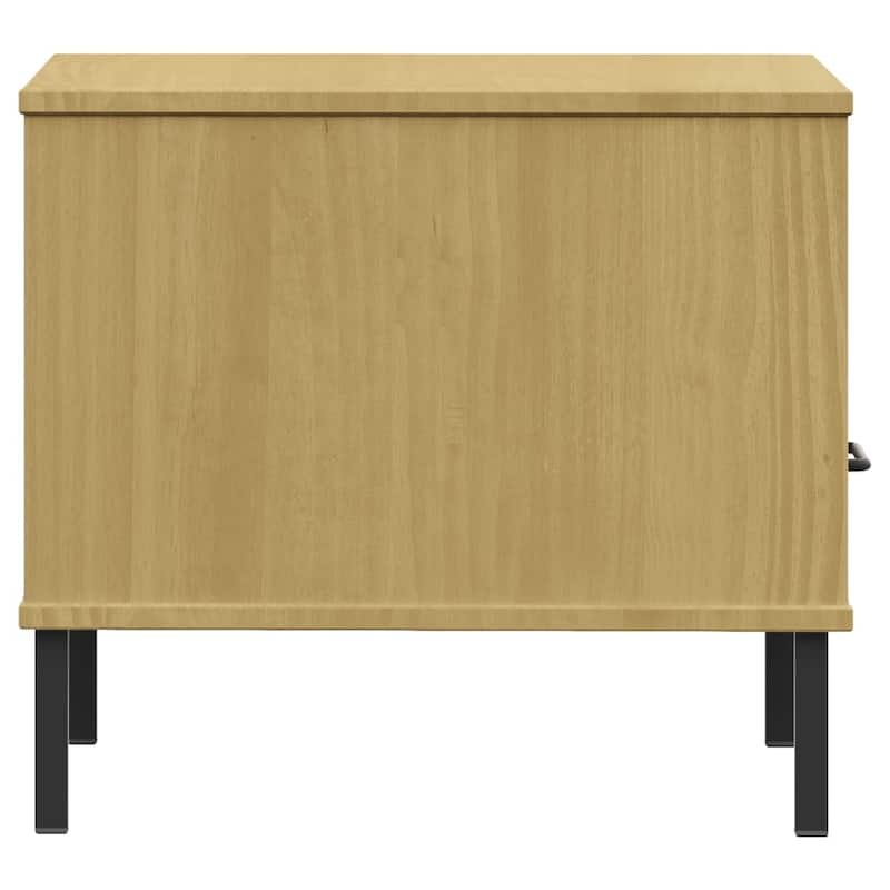 vidaXL Bedside Table Bedroom Nightstand with Metal Legs Solid Wood Pine OSLO - 19.7" x 19.7" x 17.7"