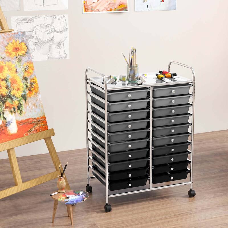 Costway 20 Drawers Rolling Cart Storage Scrapbook Paper Studio - See Details