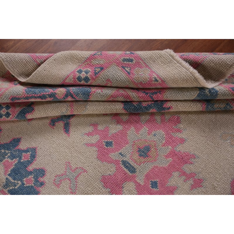 Hand Knotted Oriental 100% Wool Carpet Transitional All-Over Beige & Ivories Oushak Area Rug - 10' 6'' X 8' 4''
