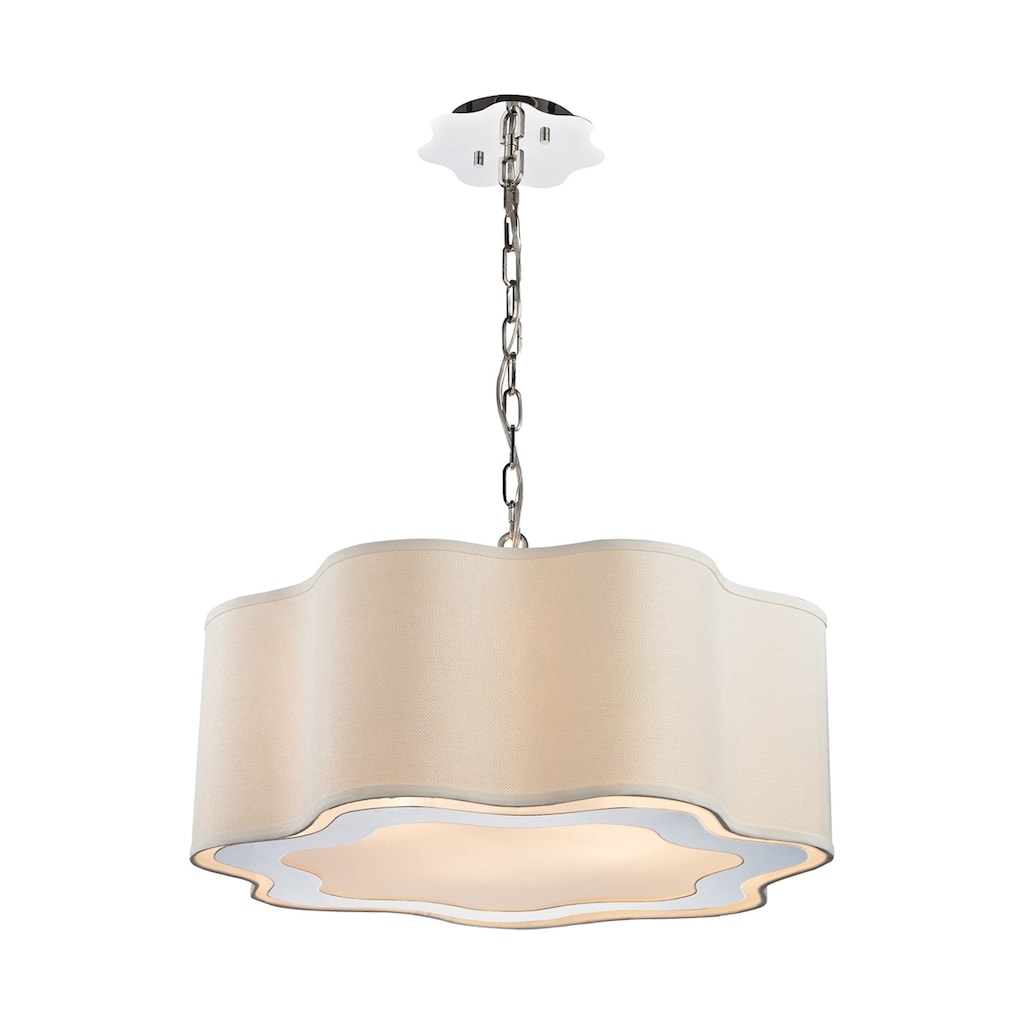 Elk Home Villoy Polished Nickel With White Shade 4 Light Pendant