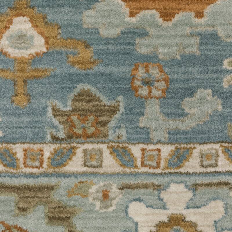 Meadow Traditional Oriental Teal/ Rust Area Rug
