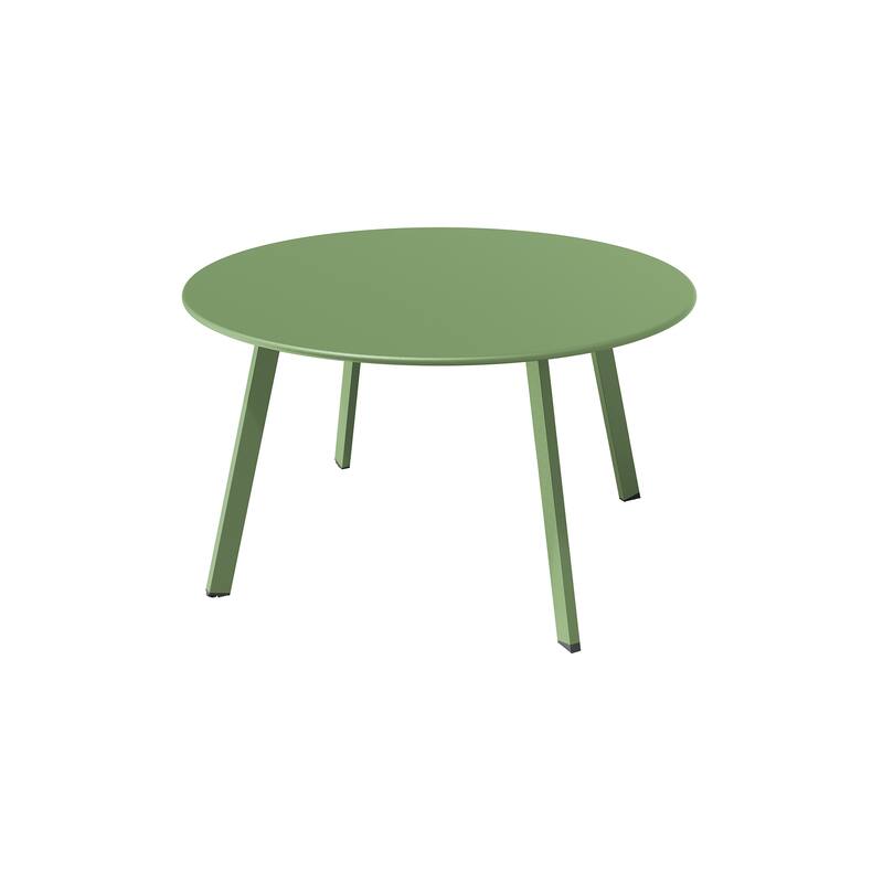 Clihome Patio Round Metal Coffee Table, Outdoor Side Table