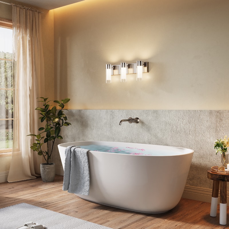 3-Light LED Bathroom Vanity Light Wall Sconces with Glass Shades